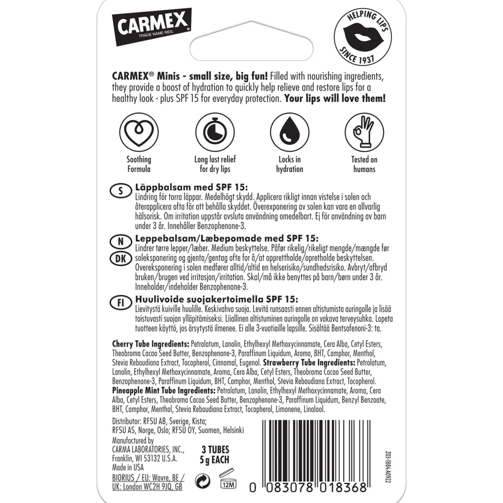 Carmex Minis huulivoidelajitelma 3x5 g SPF15