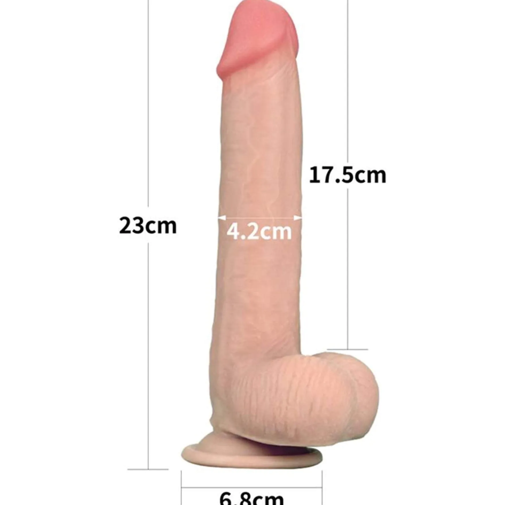 Dildo liukuvalla iholla 17,5 cm