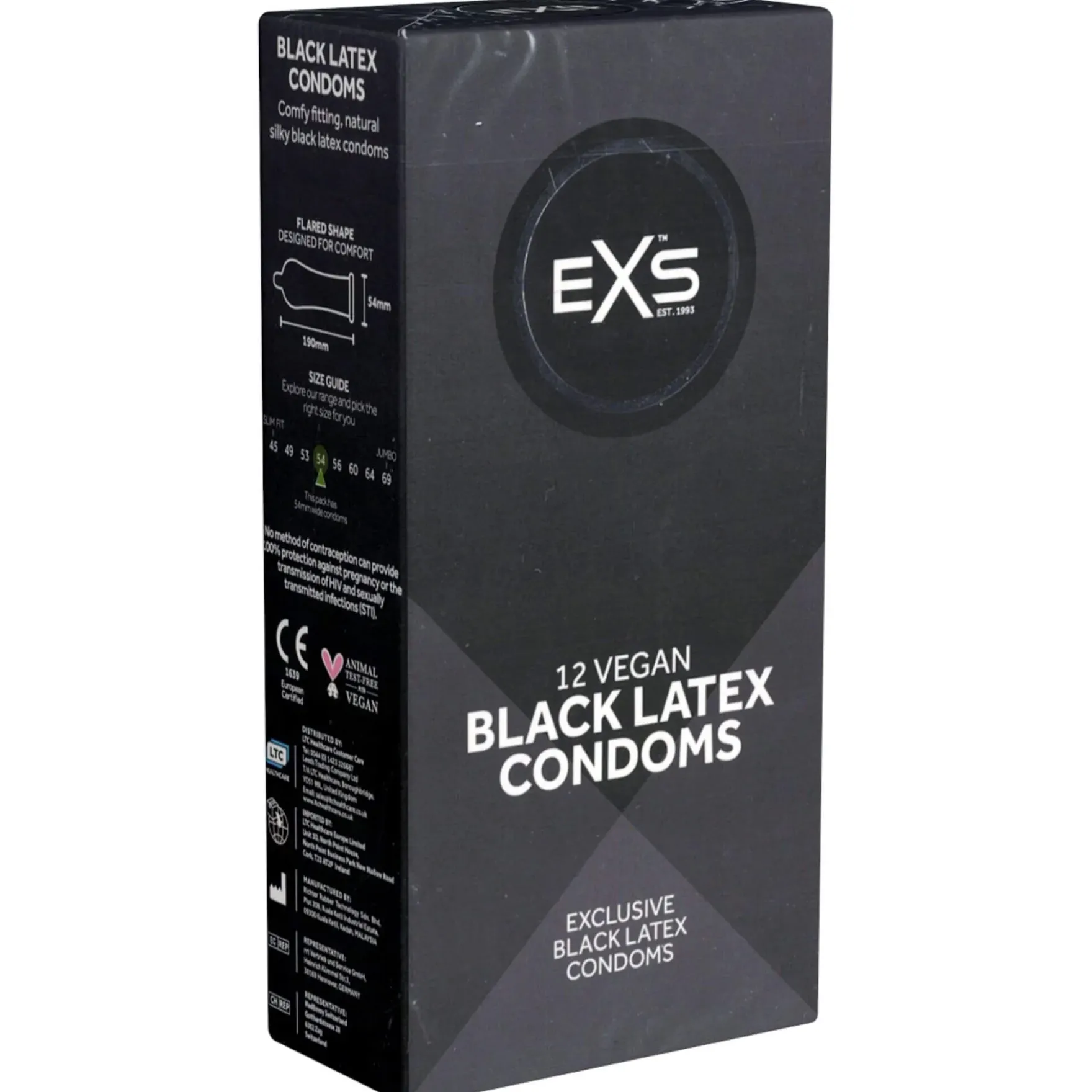 EXS Black Latex mustat kondomit 12 kpl