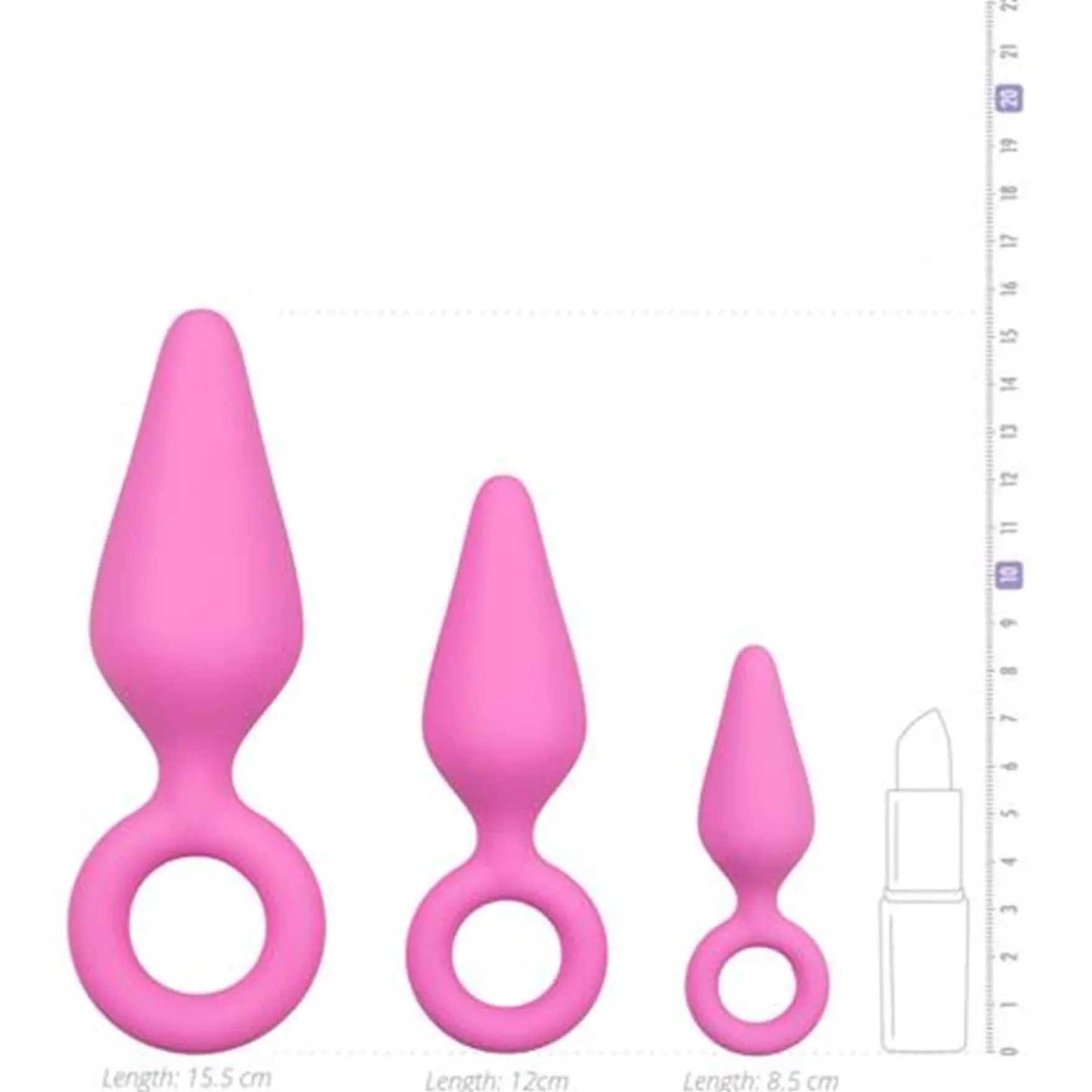Pinkit anaalitapit vetorenkaalla - 3 kpl setti