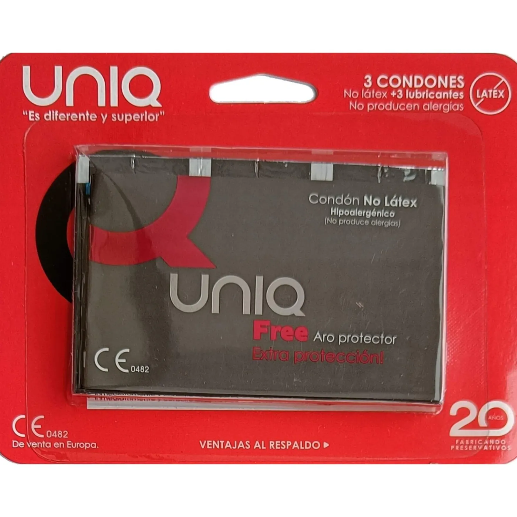 UNIQ Free - lateksiton hartsikondomi, 3 kpl
