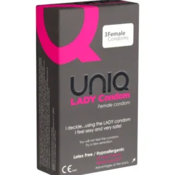 UNIQ Lady Condom lateksittomat naisten kondomit, 3 kpl