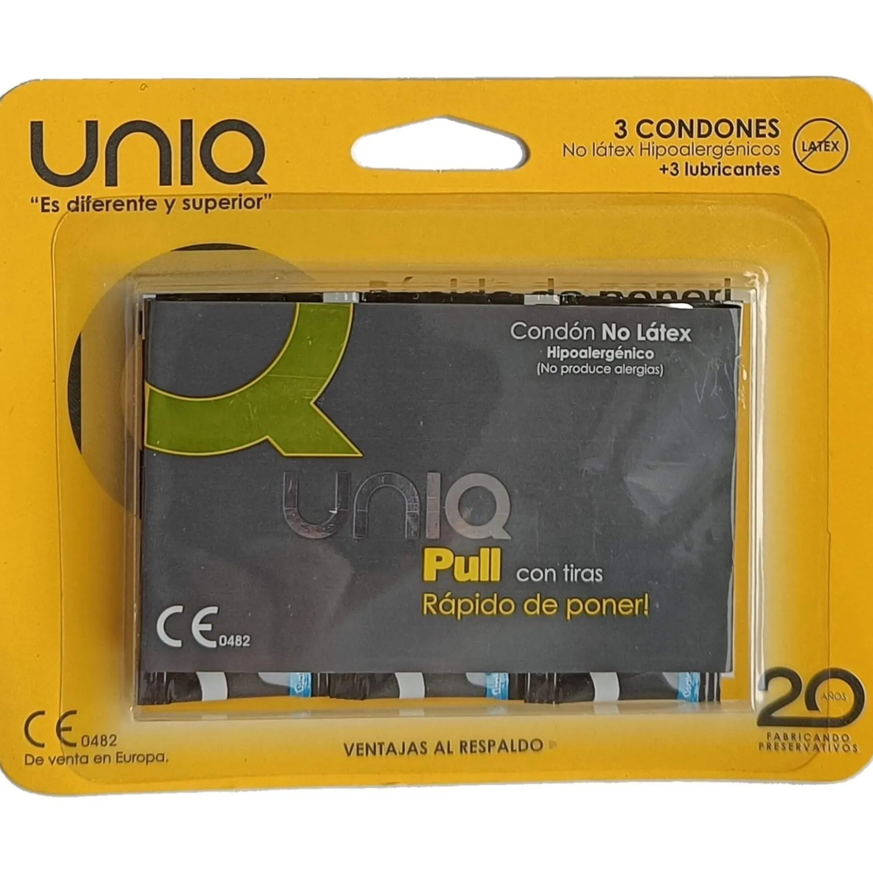 UNIQ Pull - lateksiton hartsikondomi, 3 kpl