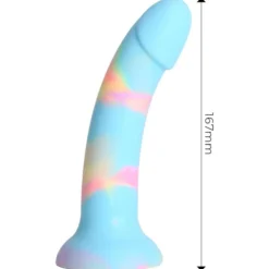 Värikäs dildo imukupilla